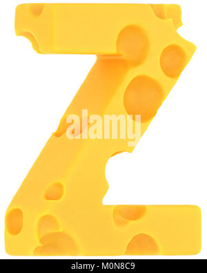 Cheeze font Z lettre isolated over white background Banque D'Images