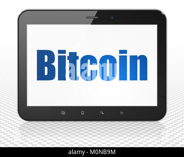 Blockchain concept : Tablette PC Ordinateur avec affichage sur Bitcoin Banque D'Images
