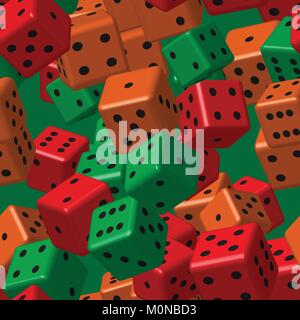 Vert Orange Rouge motif transparent dés Illustration de Vecteur