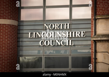 Lincolnshire du nord l'entrée du bâtiment du Conseil en place de l'Église - Scunthorpe, Lincolnshire, Royaume-Uni - 23 janvier 2018 Banque D'Images