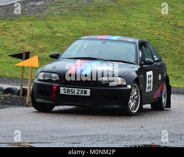 Pete Wilkins, Caroline Brampton, BMW M3, MGJ Rally Étapes, Chelmsford Motor Club, Brands Hatch, samedi, 20 janvier 2018, MSV, Rallye Circuit Champ Banque D'Images