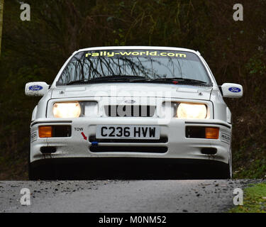 Darrell Taylor, Alan Givert, Ford Sierra RS Cosworth, MGJ Rally Étapes, Chelmsford Motor Club, Brands Hatch, samedi, 20 janvier 2018, MSV, cria Banque D'Images