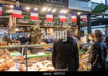 Le Danemark, Copenhague,Nouvelle-Zélande,Torvehallerne marché couvert, inauguré en 2011 Banque D'Images