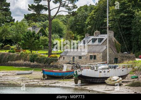 France,Finistère, Pays des Abers, Côte des Légendes,Landeda forme une péninsule entre deux rias,l'Aber Wrac'h au nord et l'Aber-Benoit au sud Banque D'Images