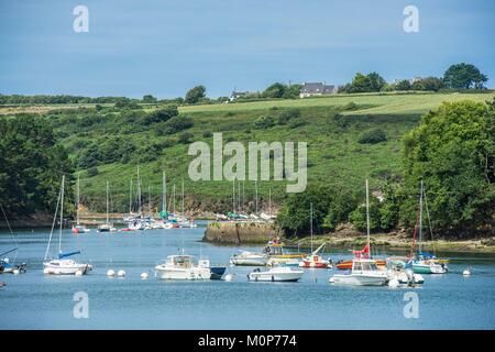 France,Finistère, Pays des Abers, Côte des Légendes,Landeda forme une péninsule entre deux rias,l'Aber Wrac'h au nord et l'Aber-Benoit au sud Banque D'Images