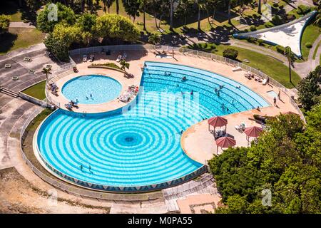France,Caraïbes Petites Antilles, la Guadeloupe, Grande-Terre,,Saint-François,vue aérienne de la piscine de l'hôtel Anchorage (vue aérienne) Banque D'Images