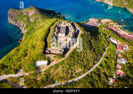 France,Caraïbes Petites Antilles Guadeloupe,,,Les Saintes,Terre-de-Haut,vue aérienne de Fort Napoléon (vue aérienne) Banque D'Images