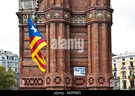 Espagne,Catalogne,Barcelone,Pre référendum 1 octobre, des manifestations devant le Palais de Justice le 21 septembre après savoir à propos des arrestations MP Banque D'Images