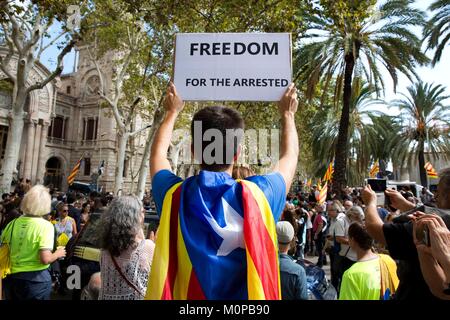 Espagne,Catalogne,Barcelone,Pre référendum 1 octobre, des manifestations devant le Palais de Justice le 21 septembre après savoir à propos des arrestations MP Banque D'Images