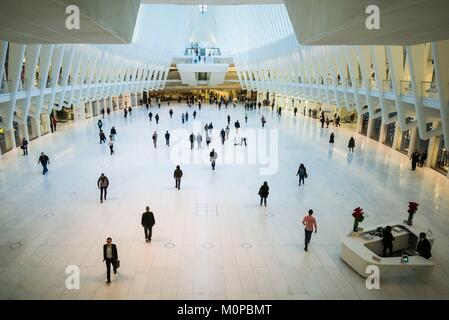 United States,New York,New York City Manhattan,l'Oculus,World Trade Center PATH gare,conçue par Santiago Calatrava, accessoires Banque D'Images