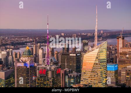United States,New York,New York,Mid-Town Manhattan,portrait de Mid-Town Manhattan,crépuscule Banque D'Images