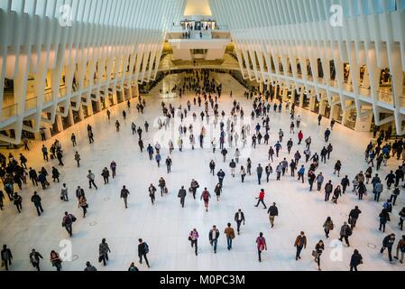 United States,New York,New York City Manhattan,l'Oculus,World Trade Center PATH gare,conçue par Santiago Calatrava, accessoires Banque D'Images