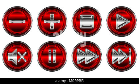 Ensemble de la collection et les boutons des commandes multimédia over white Banque D'Images