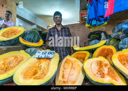 Auf dem Honigmelonen Zentralmarkt à Port Louis, Maurice, Afrika | Melons sur le marché central de Port Louis, Ile Maurice, Afrique du Sud Banque D'Images