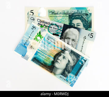 UK 5 5 lb Bank notes Banque D'Images