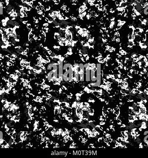 Grunge texture irrégulière formes abstraites seamless pattern design en noir et blanc Banque D'Images