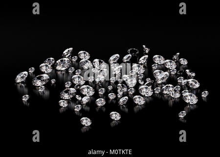 Diamants sur fond noir Banque D'Images