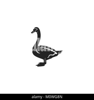 Swan silhouette forme. Vintage hand drawn wild animal symbole, icône isolé sur fond blanc. Stock vector illustration of animal Illustration de Vecteur
