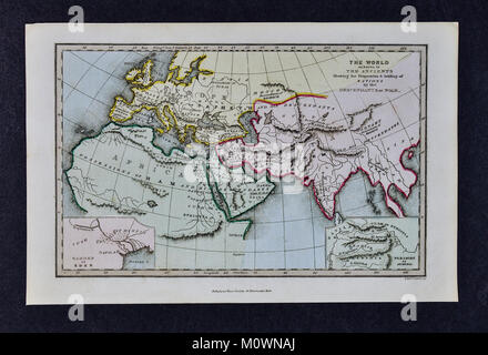 1799 Bible Tract Society Site - Le monde connu des anciens montrant la dispersion et le dépôt des Nations Unies par les descendants de Noé Banque D'Images