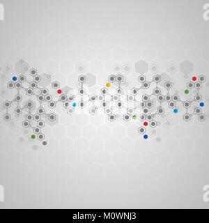 Vector illustration de cellules hexagonales connecté l'arrière-plan. Le modèle de structure moléculaire. Hexagone géométrique abstrait arrière-plan pour votre conception Illustration de Vecteur