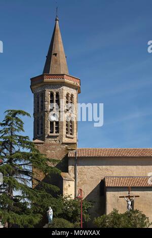 France,Tarn et Garonne,Lafrancaise,clocher de l'église St Georges du Rouzet Banque D'Images