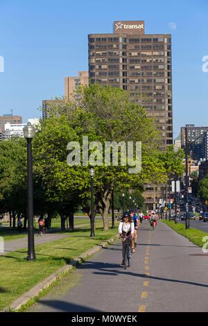 Canada,Québec province,Montréal,le mont Royal,Parc Jeanne-Mance dans le cœur de la ville, piste cyclable Banque D'Images