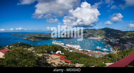 Les îles Vierges américaines, St. Thomas,Florence,Havensight Cruiseship Port à partir de Paradise Point Banque D'Images