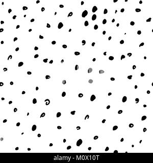 Modèle sans couture à la main avec points noirs sur fond blanc. Polka de texture. Vector illustration. Illustration de Vecteur