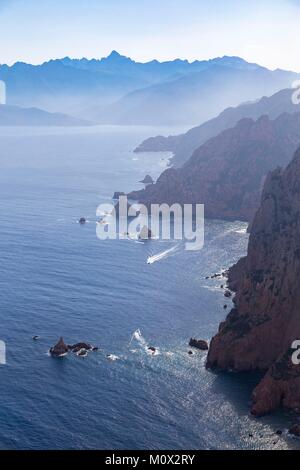 France,Corse du Sud,Golfe de Porto, classé au Patrimoine Mondial par l'UNESCO,Golfe de Porto vue depuis le Capo Rosso Banque D'Images