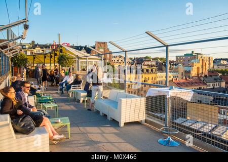 La Suède, Stockholm, Södermalm district,l'Eriks Gondolen,bar restaurant perché au-dessus de Slussen Banque D'Images