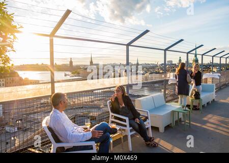 La Suède, Stockholm, Södermalm district,l'Eriks Gondolen,bar restaurant perché au-dessus de Slussen Banque D'Images