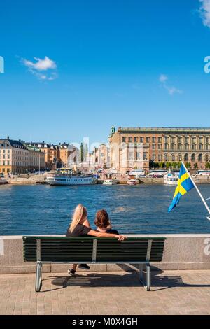 La Suède, Stockholm, Sweden district,Quai Sodra Blasieholmskajen,vue sur la vieille ville Gamla stan Banque D'Images