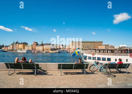 La Suède, Stockholm, Sweden district,Quai Sodra Blasieholmskajen,vue sur la vieille ville Gamla stan Banque D'Images
