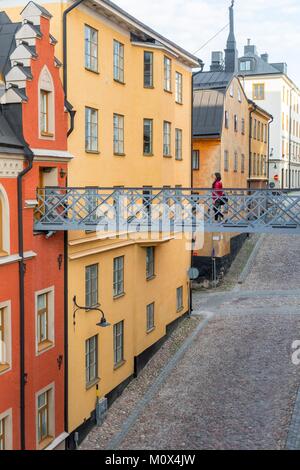 La Suède, Stockholm, l'île de Sodermalm voies pavées,près de Slussen Banque D'Images