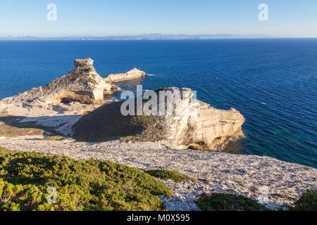 France,Corse du Sud,Bonifacio,cap de Pertusato en arrière-plan,Sardaigne Banque D'Images