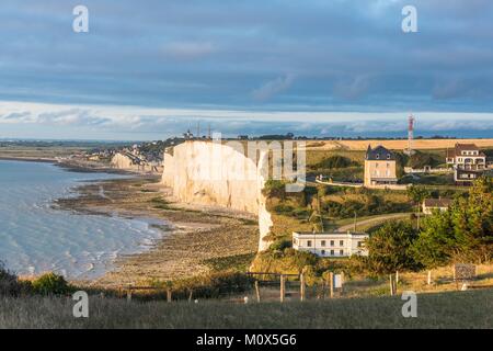 France,Somme,Anne,la plage et les falaises de craie du Bois de Cise Banque D'Images