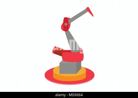 Illustration d'un robot industriel pour le travail à la chaîne dans la fabrication menant à des réductions d'emploi et le chômage de masse, vecteur de robot robot / production Illustration de Vecteur