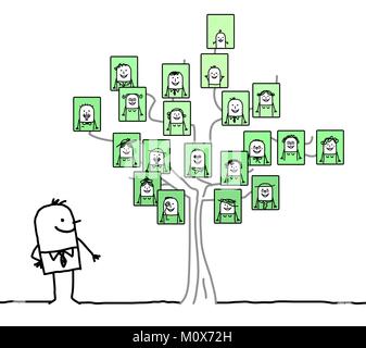 Homme qui regarde un dessin animé Family Tree Illustration de Vecteur