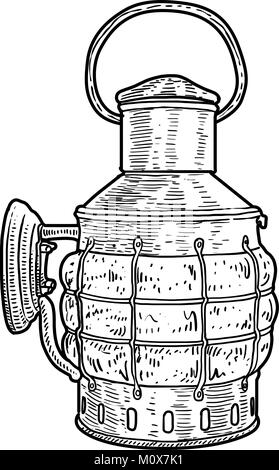 Ship lantern illustration, dessin, gravure, encre, dessin au trait, vector Illustration de Vecteur