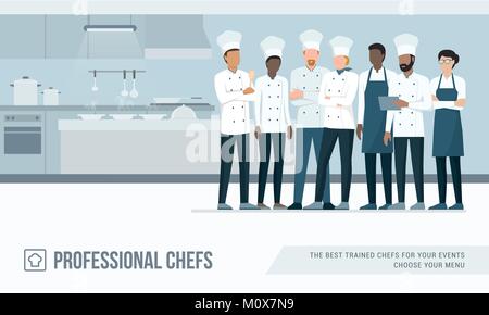 Les chefs professionnels unis dans la cuisine du restaurant Illustration de Vecteur