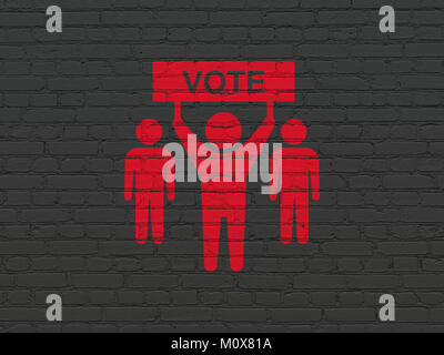 Concept politique : peint en rouge sur l'icône de la campagne électorale Black Brick wall background Banque D'Images
