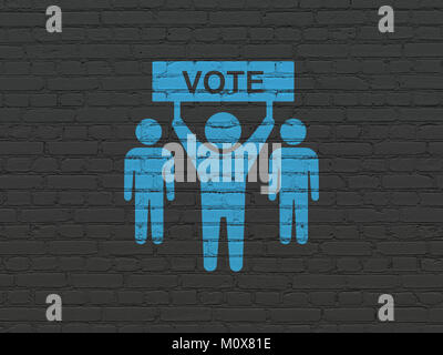Concept politique : peint en bleu sur l'icône de la campagne électorale Black Brick wall background Banque D'Images