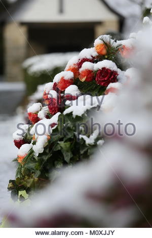 Une scène d'hiver coloré lumineux après la neige fraîche en Bavière, Allemagne. Banque D'Images