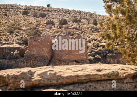 Hovenweep National Monument (Utah) - Les tours jumelles, une partie de l'ruines Anasazi situé autour de peu de ruiner Canyon. La plupart des bâtiments ici ont été con Banque D'Images