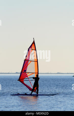 Voile pratique sur l'étang de Thau, Meze, Languedoc Roussillon, France Banque D'Images