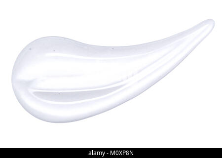 Face transparente gel est isolé sur blanc. Un échantillon de produits cosmétiques. Enduire de gel pour visage. Banque D'Images