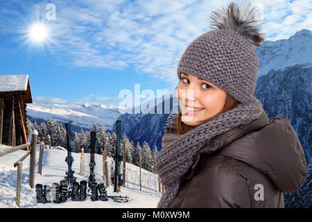 Jeune femme en hiver Banque D'Images