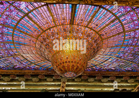 Plafond de Palau de la Musica Catalana Banque D'Images