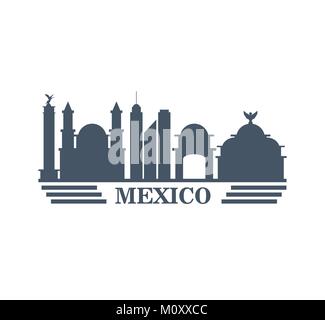 Voyages Mexique landmarks silhouette Illustration de Vecteur