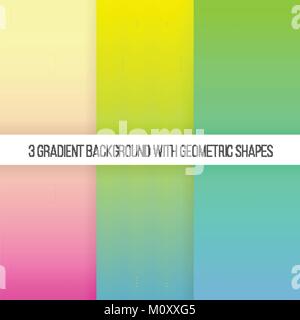 Jeu de fond dégradé dégradé de couleur avec fond en trois lignes géométriques très tendance avec toile d'illustration vectorielle, transitions de couleurs douces Illustration de Vecteur